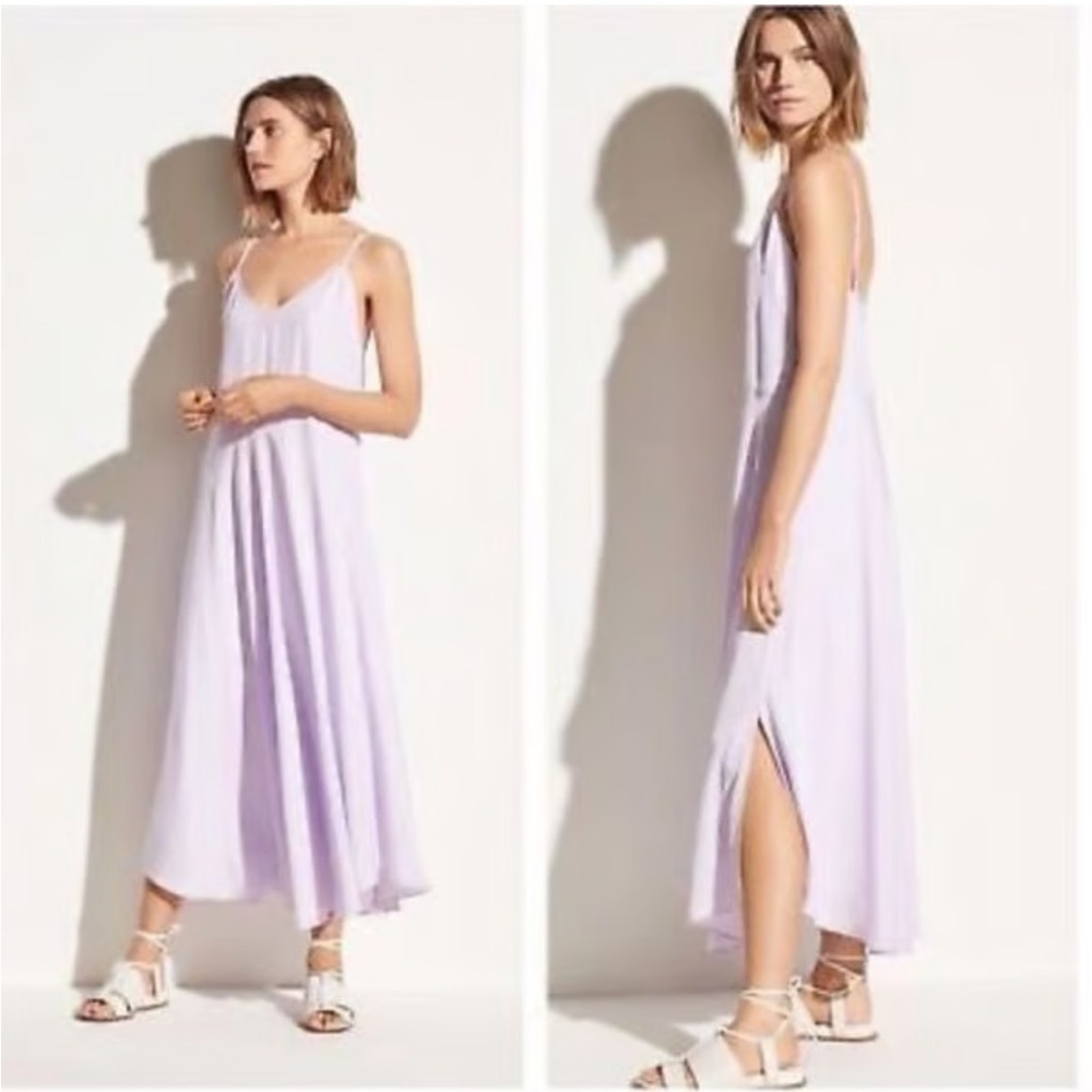 Vince Double Layer Midi Spaghetti Strap Slip On Cami Dress Pale Iris sz Large